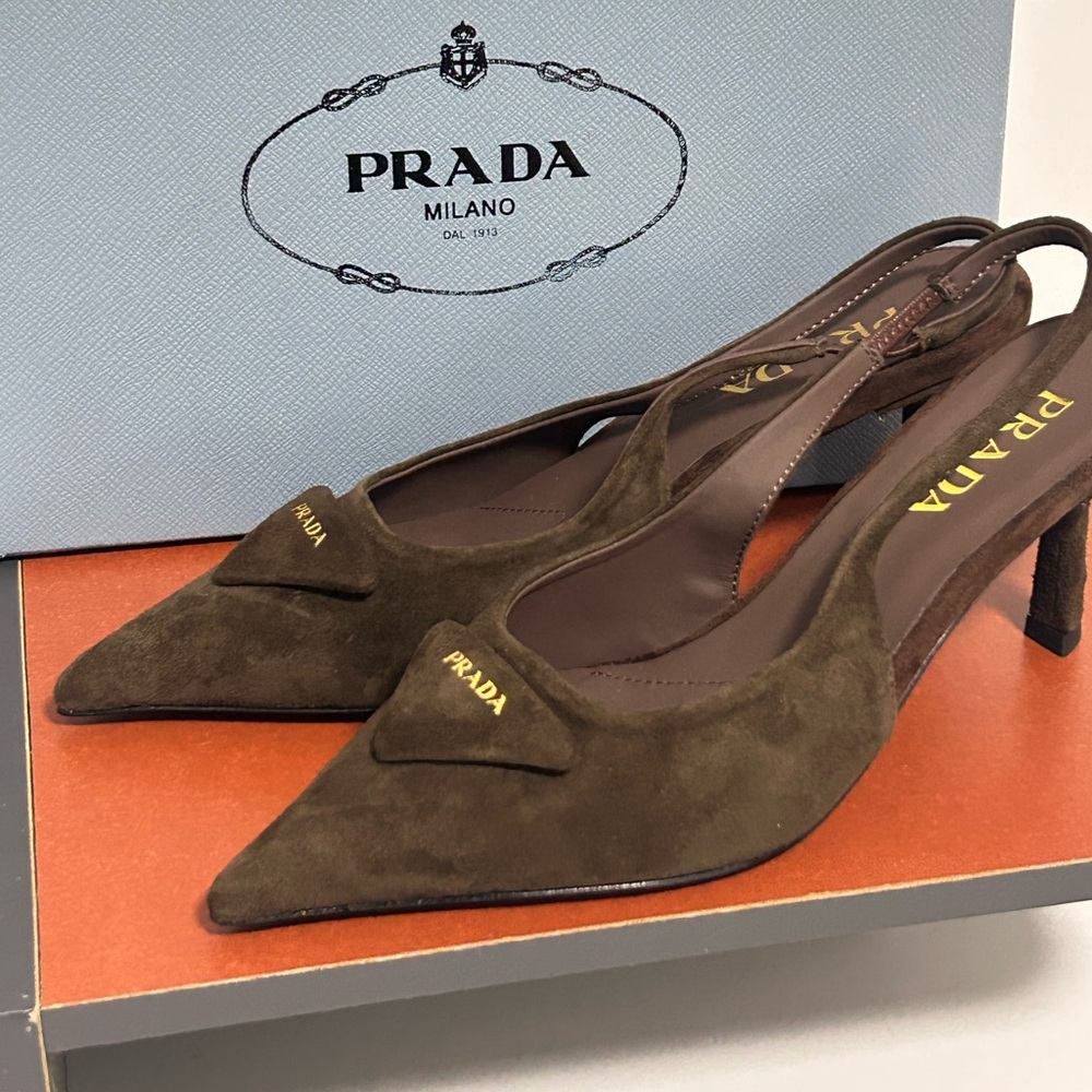 Prada Brown Suede High Heels - Picture 2 of 8